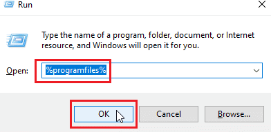 digite programfiles e clique em OK