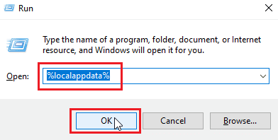 ローカルの AppData フォルダーを開きます。 Windows 10 での Dropbox エラー 400 メッセージの修正