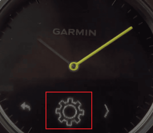 Stuknij ikonę Ustawienia koła zębatego | zmiana czasu na Vivofit | Garmin pokazuje zły czas
