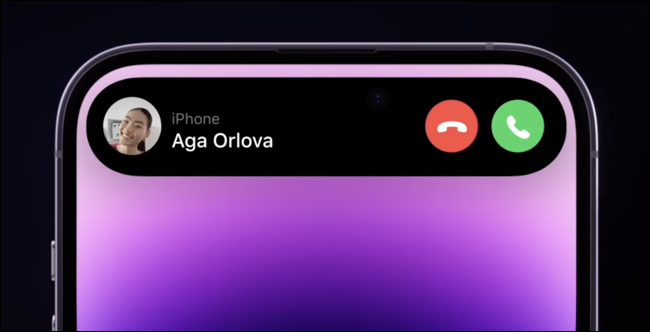 Входящий вызов iPhone 14 Pro в Dynamic Island