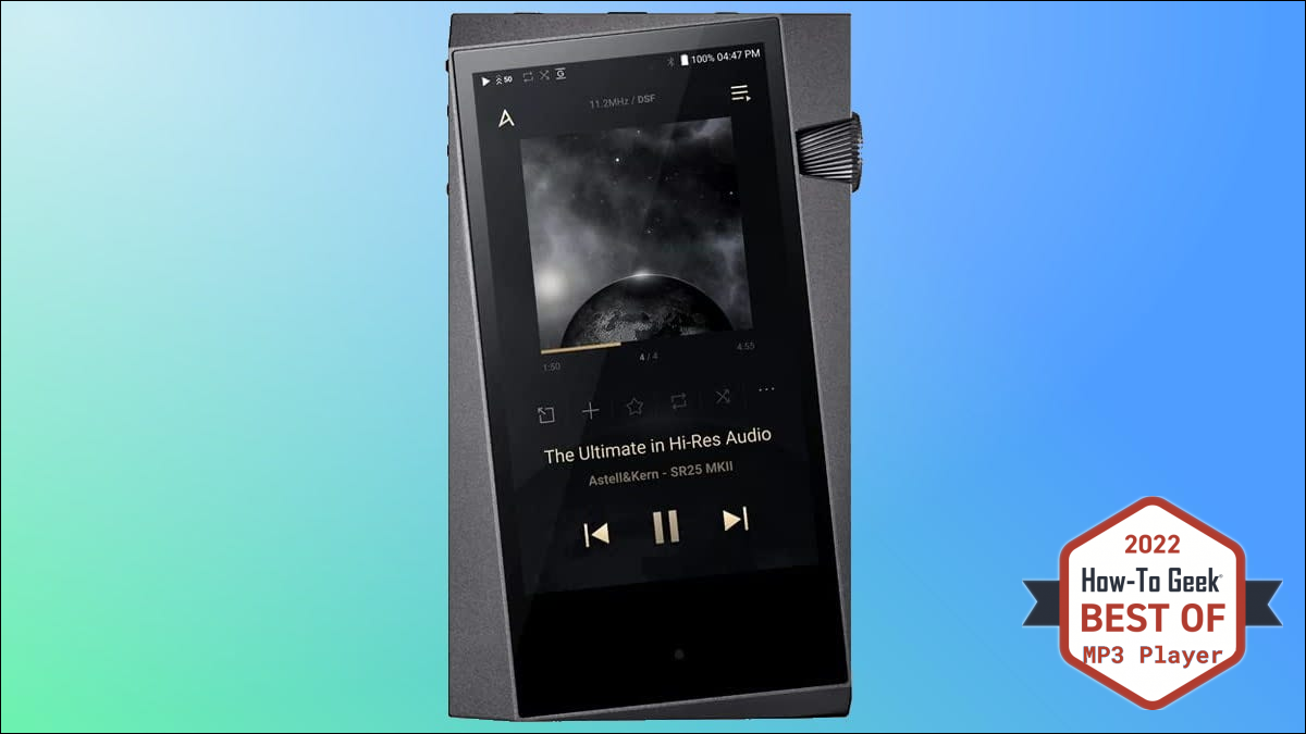 Astell&Kern A&Norma SR25 MKII sobre fondo azul y verde