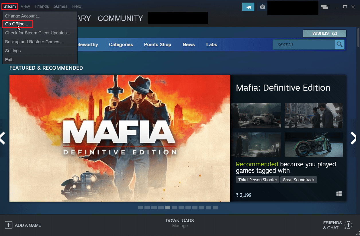 fai clic su Steam nell'angolo in alto a sinistra e fai clic su Impostazioni