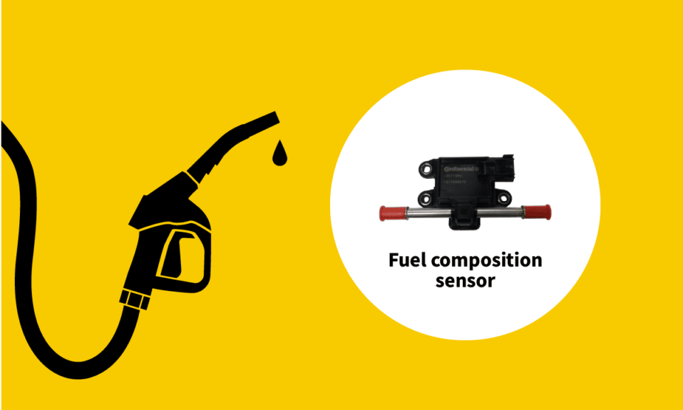 ¿Dónde está ubicado el sensor de composición de combustible?