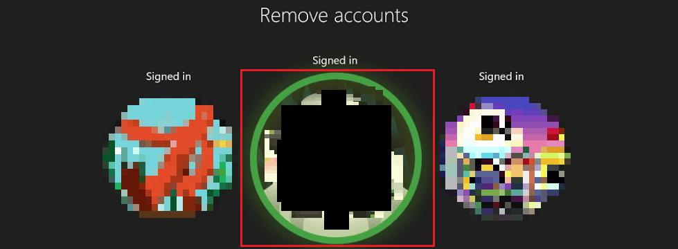 Silmek istediğiniz profili seçin ve Kaldır seçeneğini seçin | Xbox One Oturum Açma İşleminizi Nasıl Düzeltebilirsiniz?
