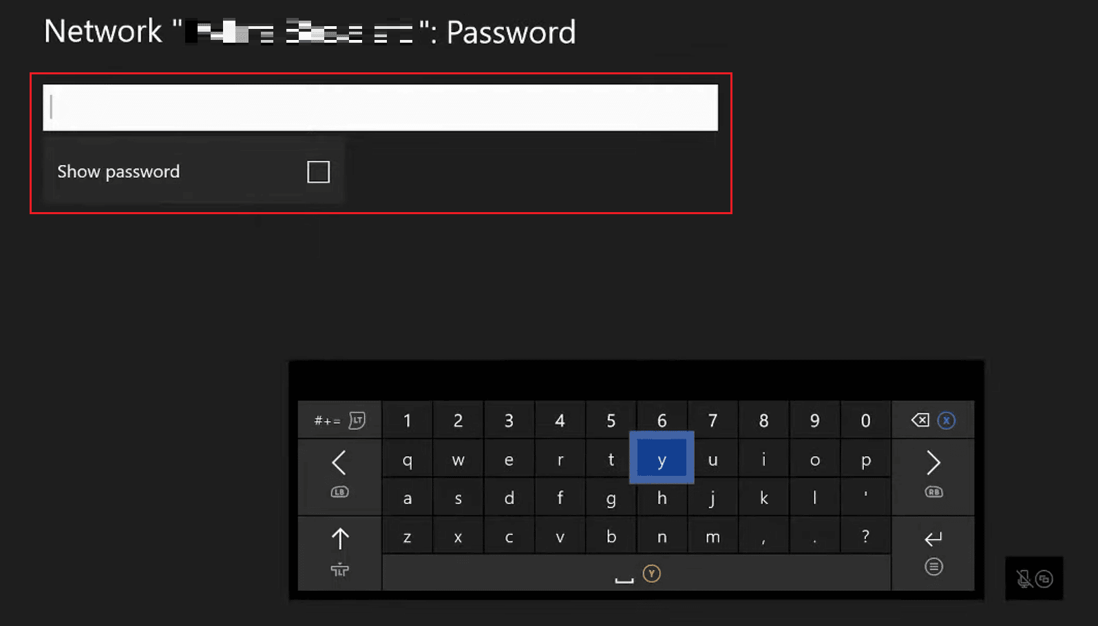 Masukkan kata sandi untuk jaringan yang diinginkan untuk akhirnya terhubung dan online di Xbox Anda