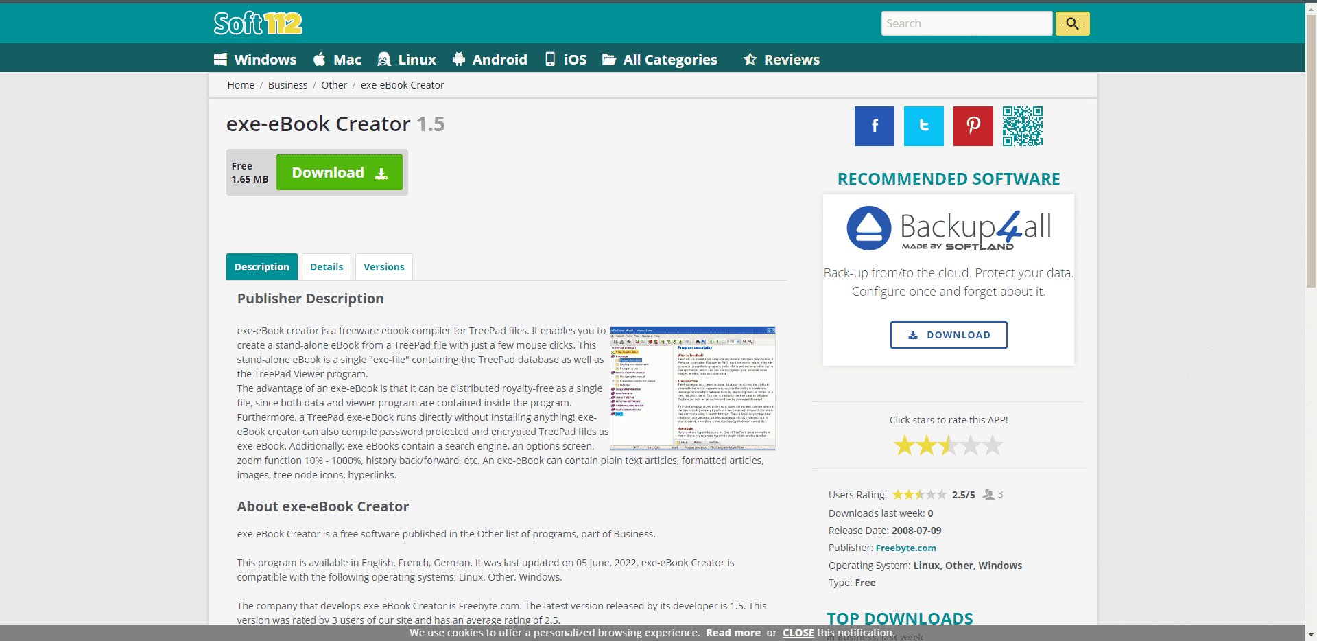 Exe eBook Creator resmi web sitesi