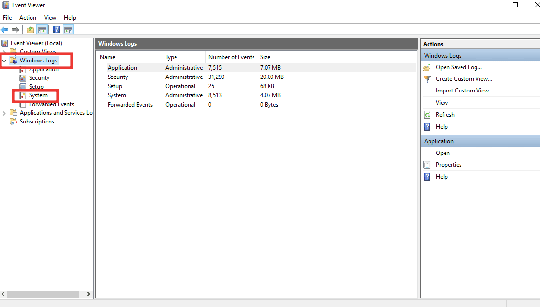 Haga doble clic en Registros de Windows y luego haga doble clic en Sistema