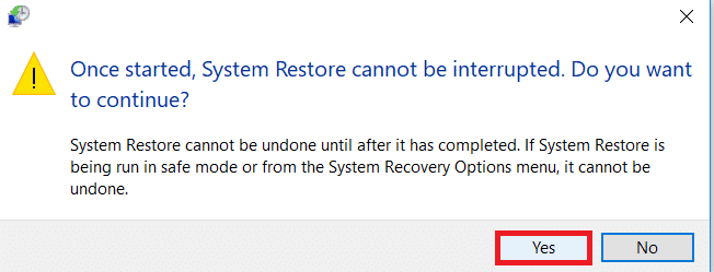 Haga clic en sí. Solucione el error del punto de entrada del procedimiento en Windows