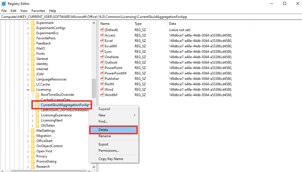 ลบโฟลเดอร์ CurrentSkulAggregationForApp จากนั้นคลิกที่ Delete และคลิกที่ Yes