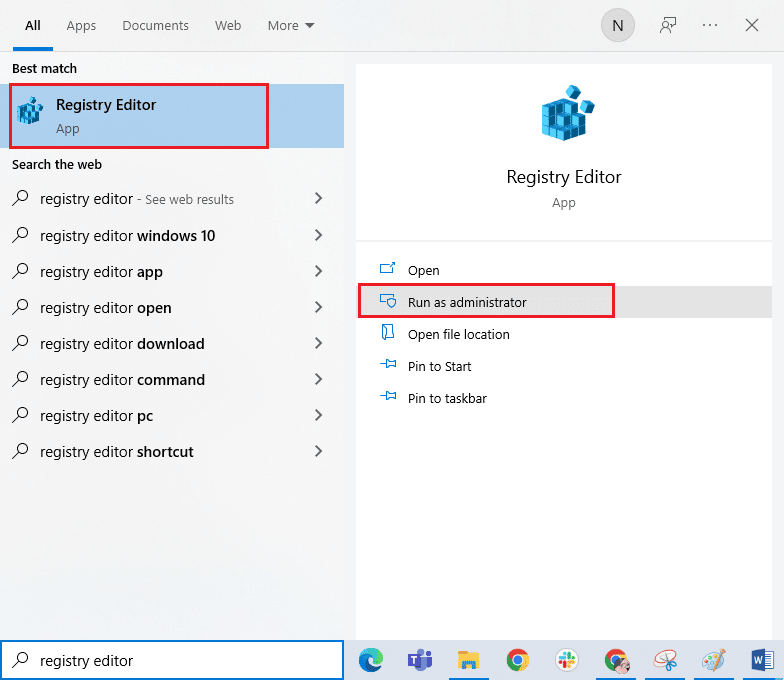 buka Registry editor sebagai administrator