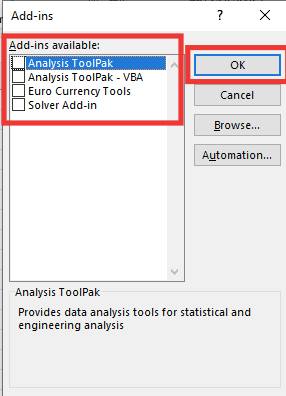 Deseleziona tutti i componenti aggiuntivi e fai clic su OK. Fix Excel ha riscontrato un errore