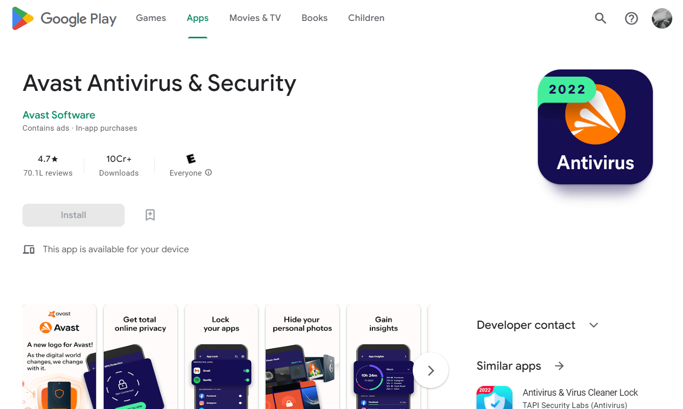 Avast Antivirus e sicurezza Play Store | Avast scarica la batteria di Android?