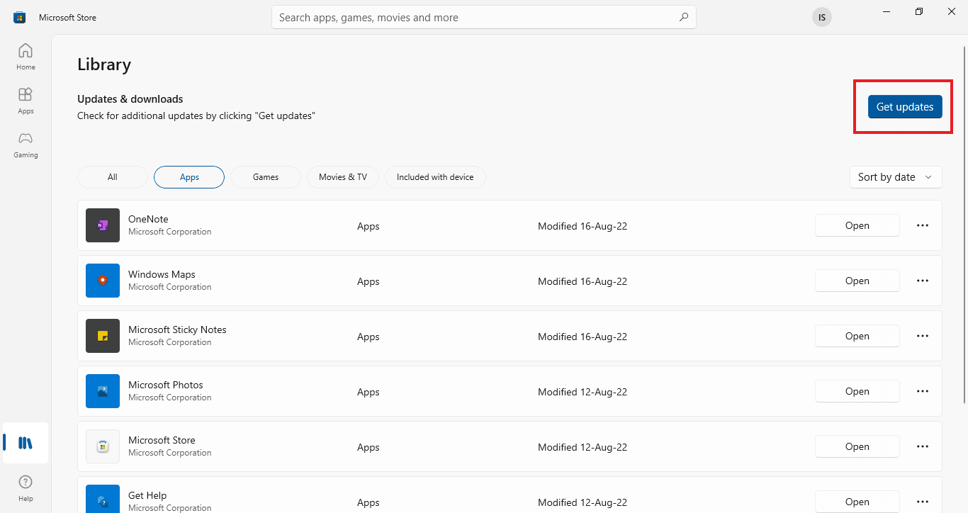 คลิกที่ รับการอัปเดต แก้ไขรหัสข้อผิดพลาด 541 ใน Windows 10