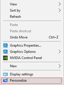 Klicken Sie mit der rechten Maustaste auf den Desktop und wählen Sie Personalisieren