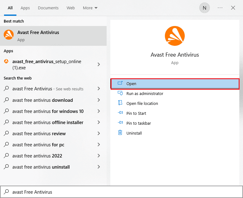 Öffnen Sie Avast Free Antivirus