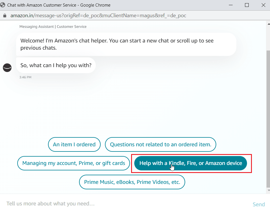 haga clic en ayuda con un dispositivo kindlre fire o amazon