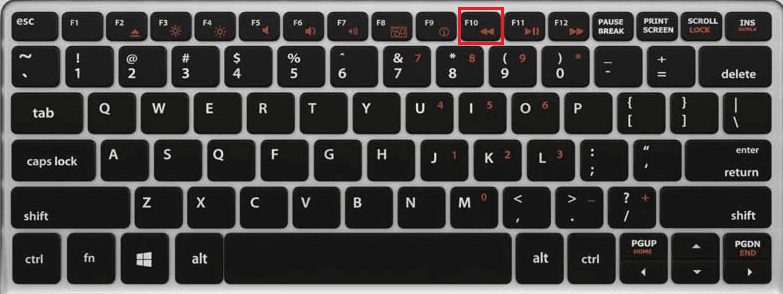 apăsați tasta F10 de pe tastatură