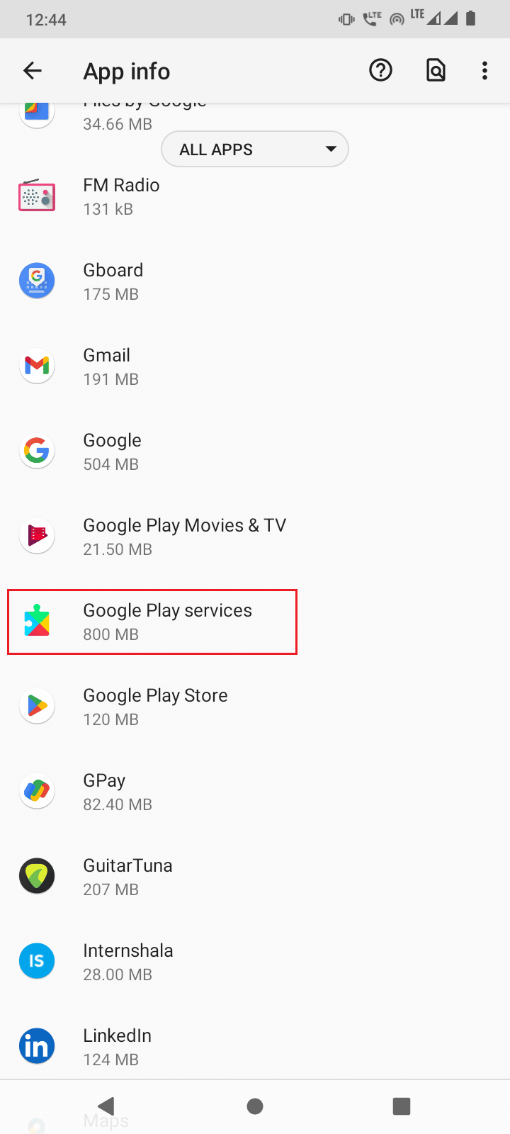 انقر فوق خدمات google play