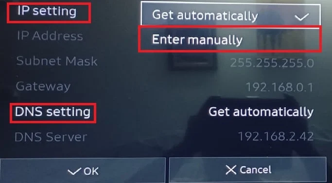 Samsung TV IP Setting การตั้งค่า DNS ป้อนด้วยตนเอง