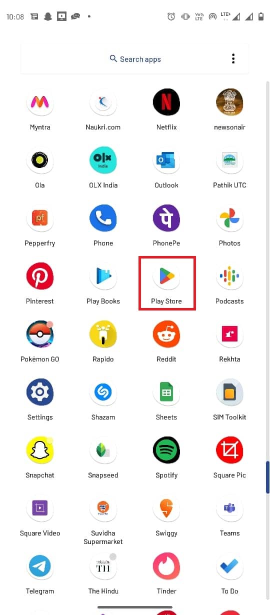 Otwórz Sklep Google Play z menu telefonu. Napraw błąd Wyze 07 na Androidzie