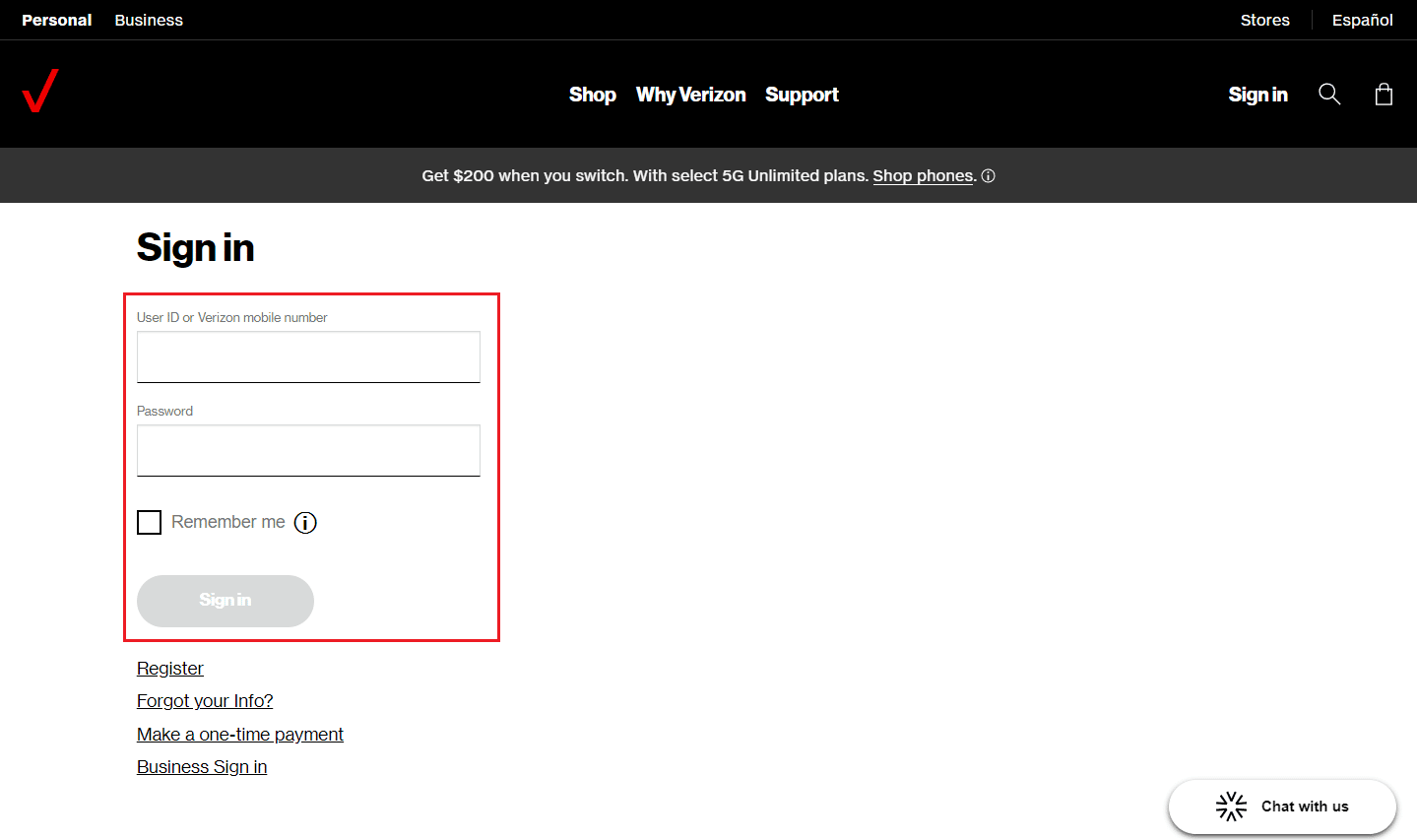 ไปที่ Verizon Suspend หรือ Reconnect your service page และลงชื่อเข้าใช้บัญชีของคุณ