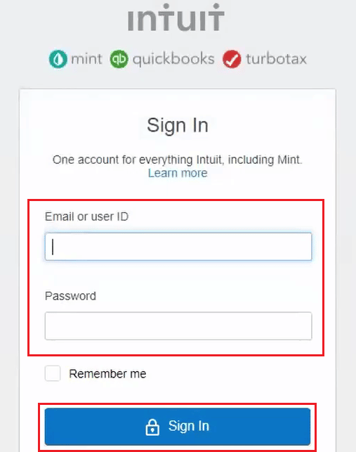 Войдите в свою учетную запись Intuit Mint в браузере.