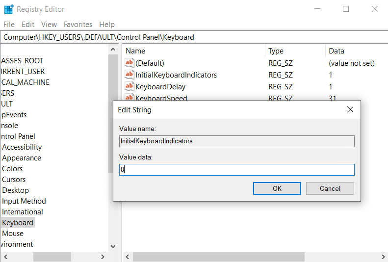 使用注册表编辑器禁用 Windows 上的 Num Lock |如何关闭罗技键盘数字锁定