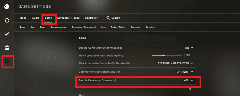 เปิดใช้งานคอนโซลนักพัฒนาซอฟต์แวร์ แก้ไขการตั้งค่าวิดีโอ CS GO ไม่บันทึกข้อผิดพลาด