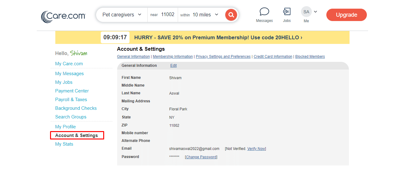 ثم قم بالتمرير لأسفل وانقر فوق خيار الحساب والإعدادات للتبديل إلى علامة التبويب "الحساب والإعدادات". | إخفاء الملف الشخصي