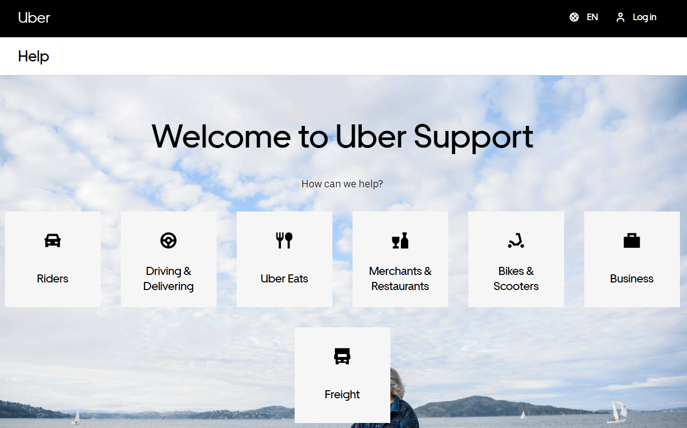 Página de suporte da Uber | E se sua conta Uber for desativada permanentemente?