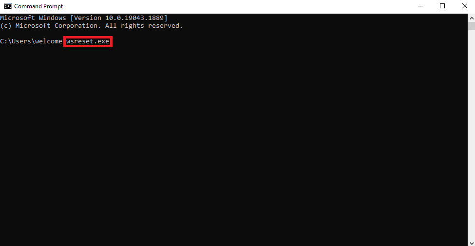 wsreset.exe komutu