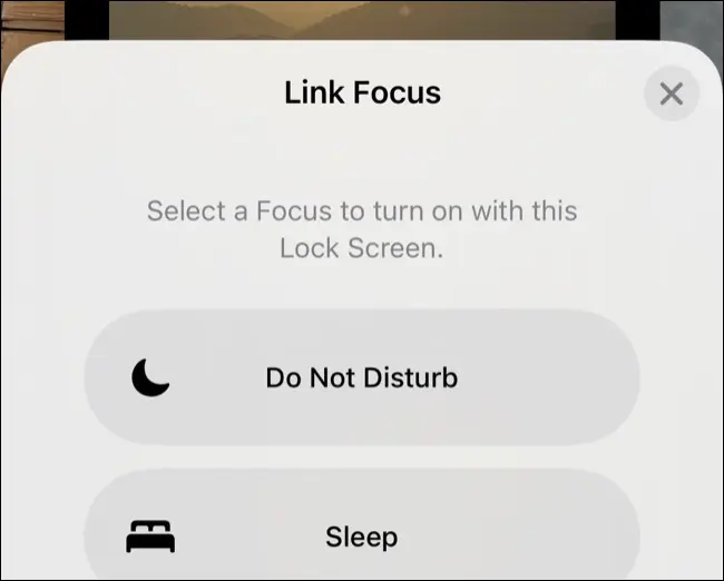 选择一种聚焦模式以与您的锁定屏幕链接