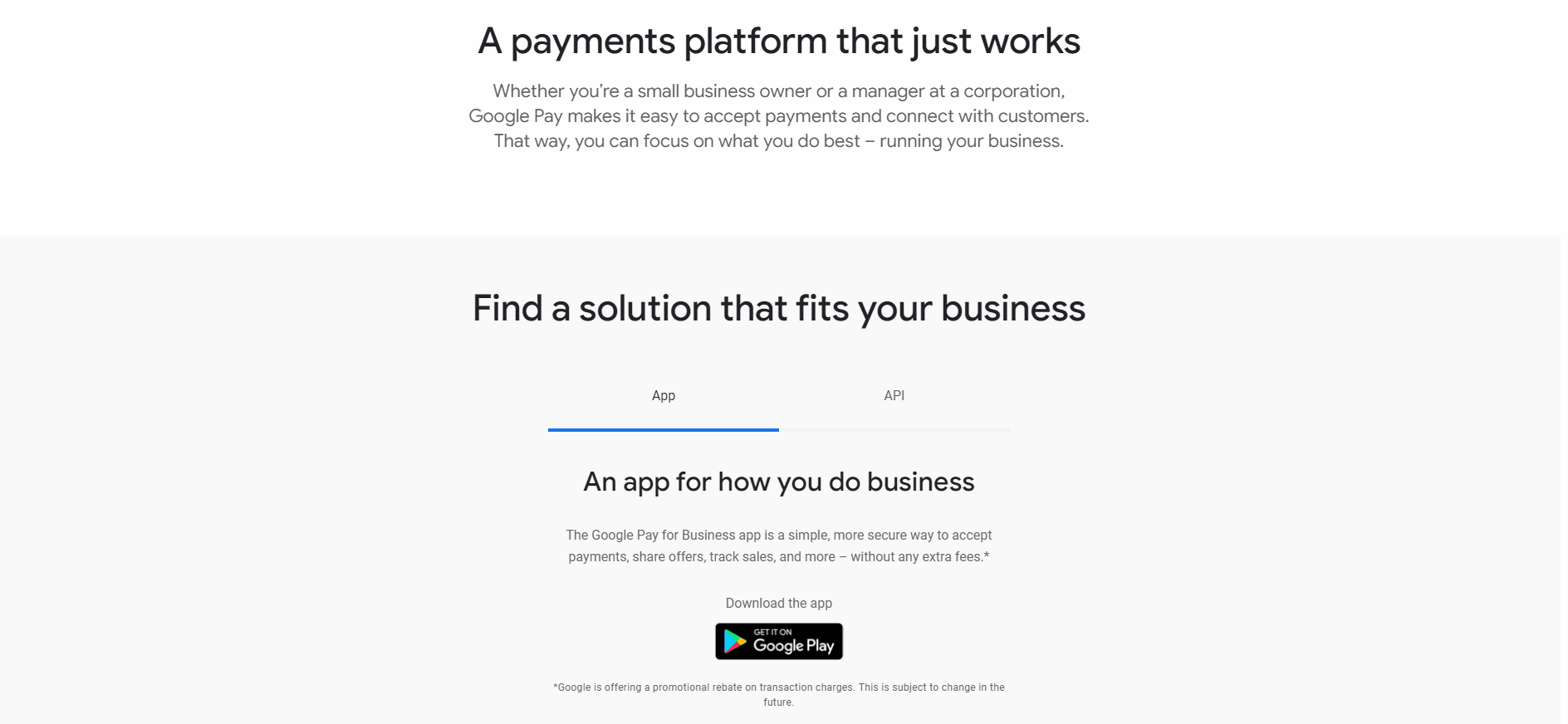 page entreprise google pay