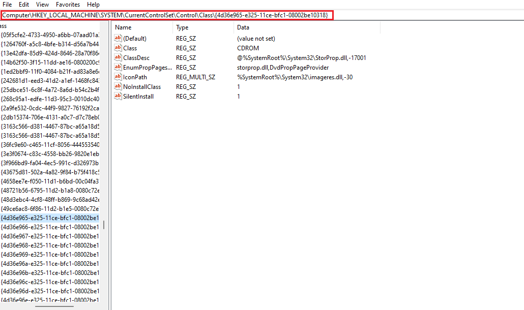 hkey local maching system currentcontrolset classe de controle caminho da pasta chave