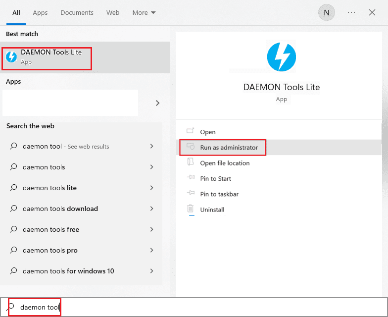 apri l'app degli strumenti daemon