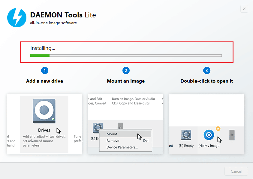 การติดตั้ง Daemon Tools lite