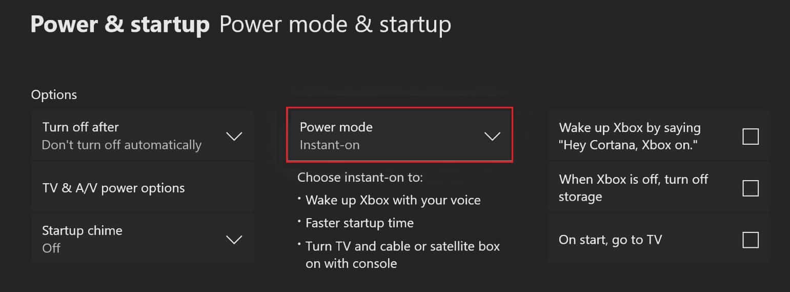 xbox power وبدء وضع الطاقة وبدء التشغيل