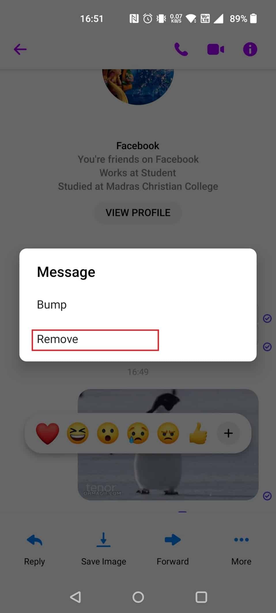 Toque em Remover no pop-up | Como excluir um GIF no comentário do Facebook | cancelar o envio de GIF no Messenger