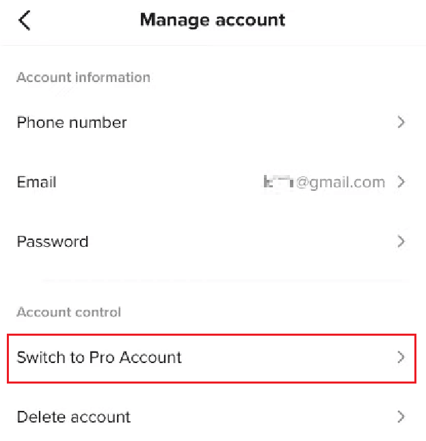 [アカウントの管理] をタップします - Pro アカウントに切り替える | TikTokのバイオはどこにありますか?