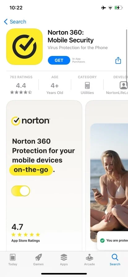 تطبيق Norton 360 Antivirus على متجر التطبيقات. كيف تتحقق مما إذا كان جهاز iPhone الخاص بك مصابًا بفيروس