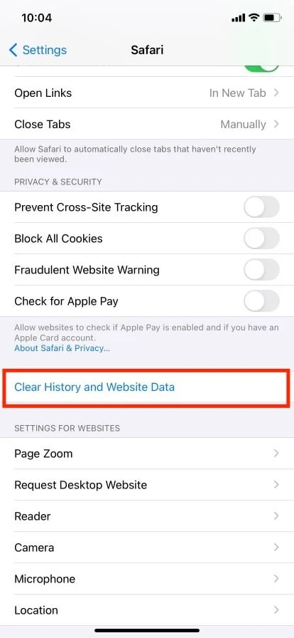 appuyez sur effacer l'historique et les données du site Web. Comment savoir si votre iPhone a un virus