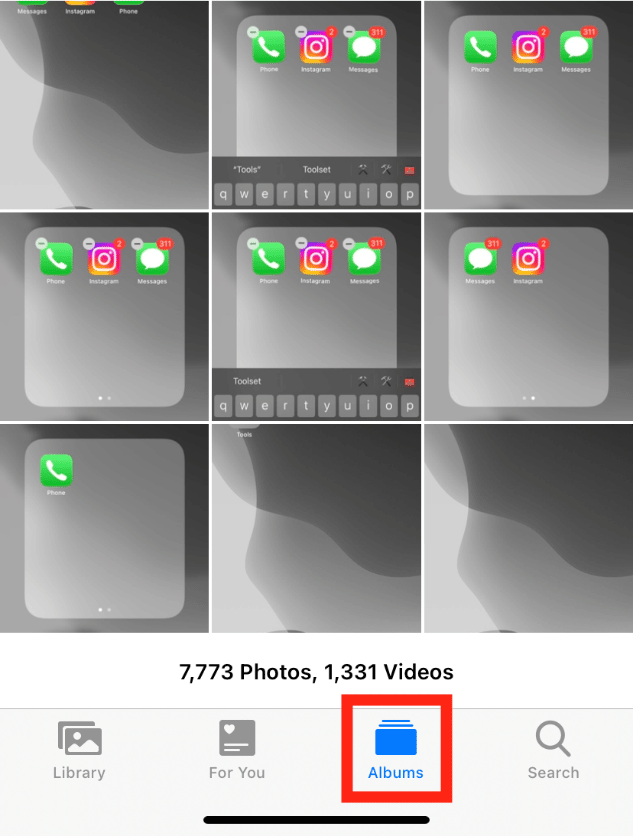 Toque em Álbuns. Como encontrar coisas escondidas no iPhone