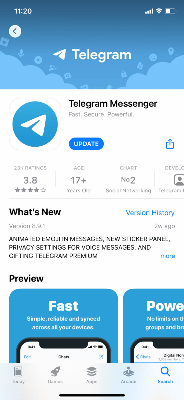 Application de messagerie Telegram. Comment trouver des choses cachées sur iPhone