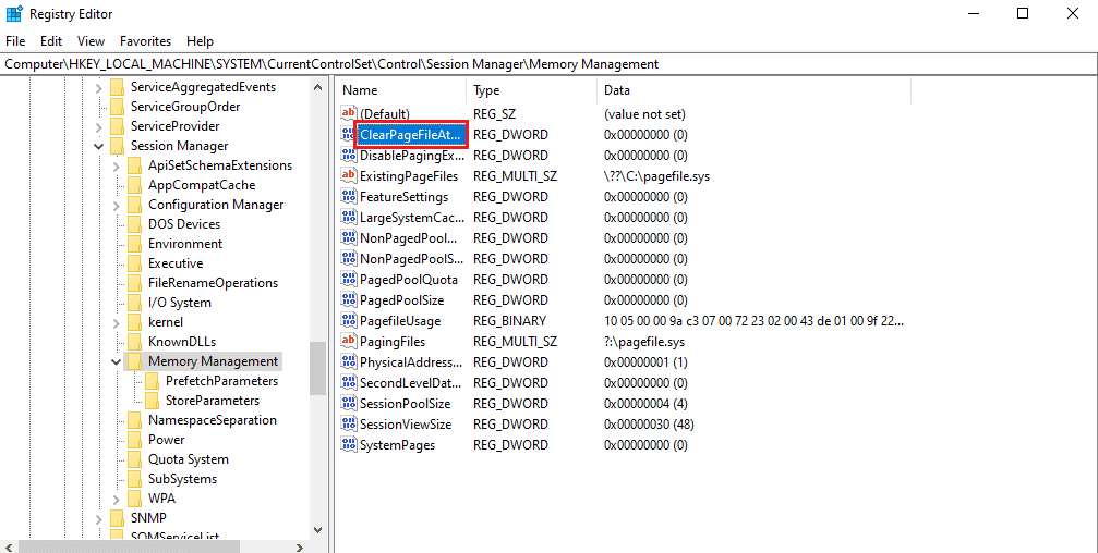 雙擊 ClearPageFileAtShutdown 鍵。如何在 Windows 7 和 10 上增加 RAM