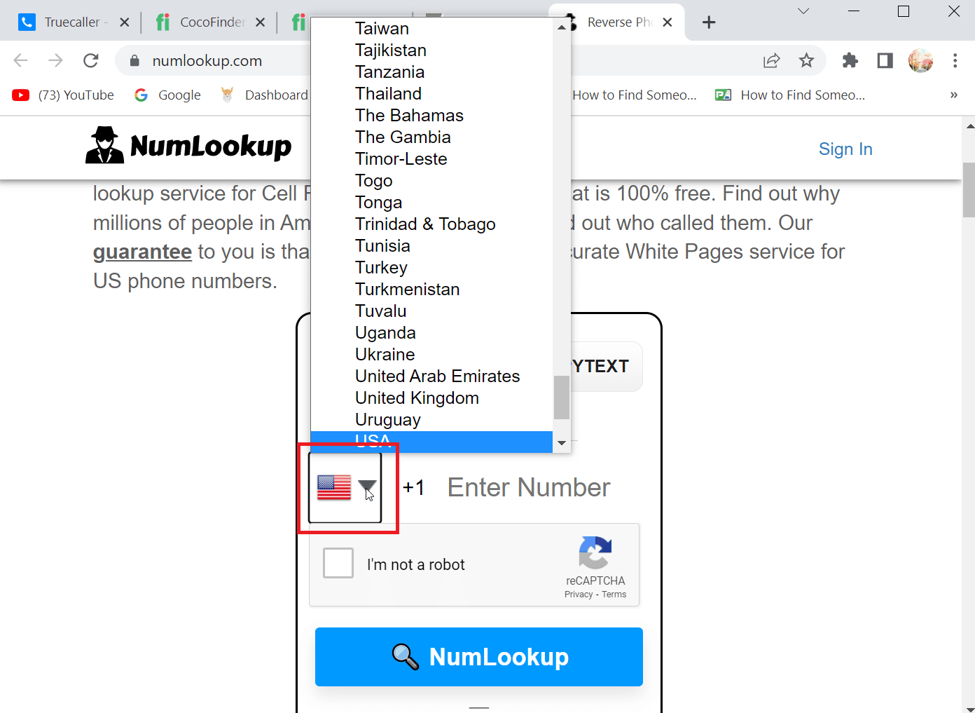 faceți clic pe pictograma steag și alegeți țara dvs. Cum să găsești gratuit numele cuiva după numărul de telefon