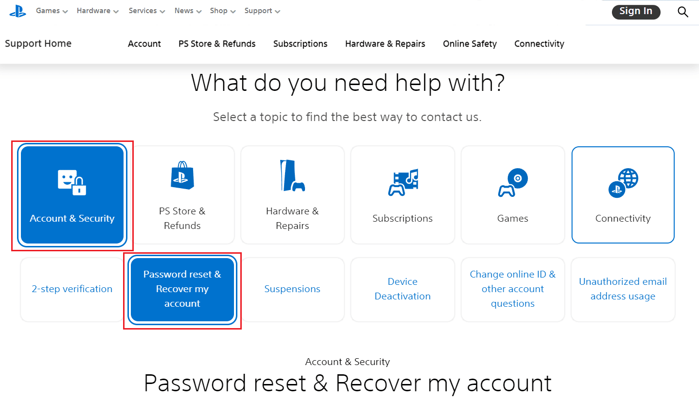 Account e sicurezza - Reimposta password e scheda Recupera il mio account | Come modificare il numero di telefono su PS4