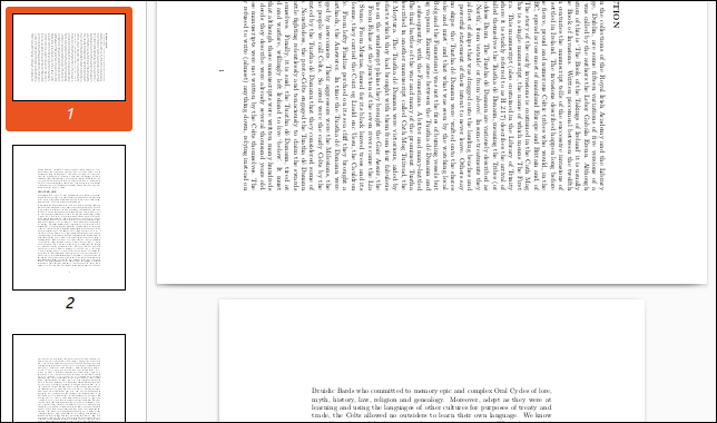 Un archivo PDF con la primera página girada 90 grados en el sentido de las agujas del reloj