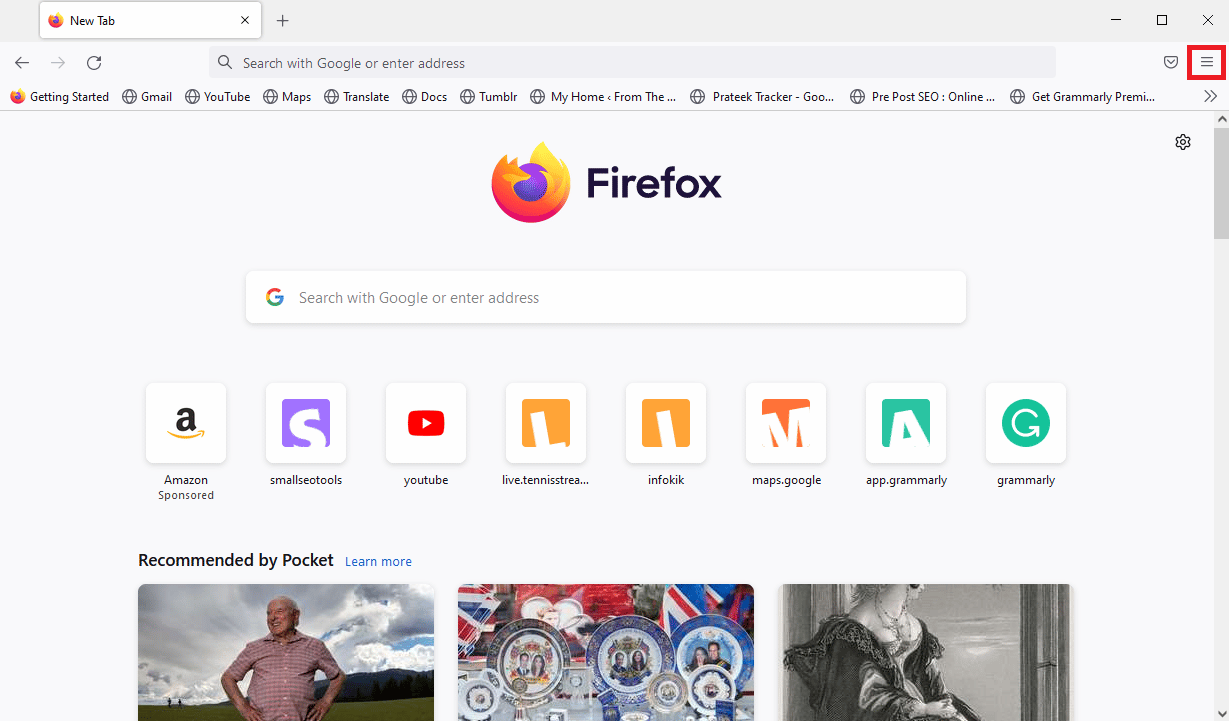 Faceți clic pe Opțiuni de meniu. Remediați Plugin Container pentru Firefox nu funcționează