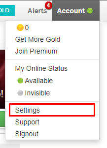 Cliquez ensuite sur l'option Paramètres sous l'option Compte pour accéder aux paramètres de votre compte marqué.