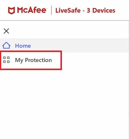 Cliquez sur Ma protection |